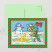 KLEINE DRAAK SMELTEN & SHOVELING SNEEUW, GRAPPIG S FEESTDAGENKAART (Voorkant / Achterkant)