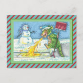 KLEINE DRAAK SMELTEN & SHOVELING SNEEUW, GRAPPIG S FEESTDAGENKAART (Voorkant)