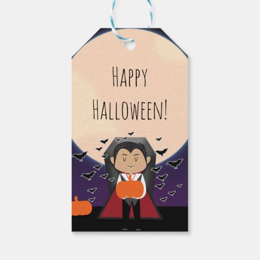 Kleine Dracula Halloween Verjaardagsfeestje Favor Cadeaulabel (Achterkant)