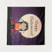 Kleine Dracula kostuum Halloween feest achtergrond Wandkleed (Voorkant (horizontaal))