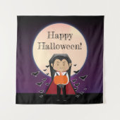 Kleine Dracula kostuum Halloween feest achtergrond Wandkleed (Voorkant)