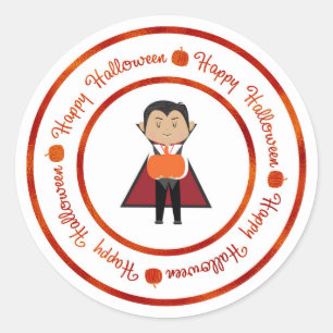 Kleine Dracula Vampier Gelukkig Halloween Feestje Ronde Sticker