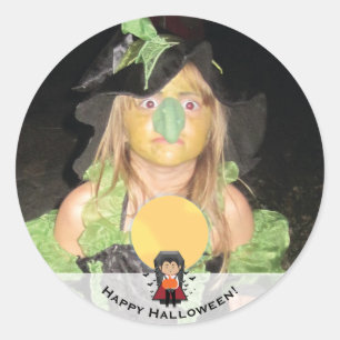 Kleine Dracula Vampier Gelukkig Halloween Foto Ronde Sticker