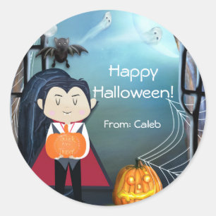 Kleine Dracula Vampier Gelukkig Halloween Party Fa Ronde Sticker