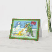 KLEINE DRAGON DIE Sneeuw SMELT & SCHOFT Leuk Blank Feestdagen Kaart (Voorkant)