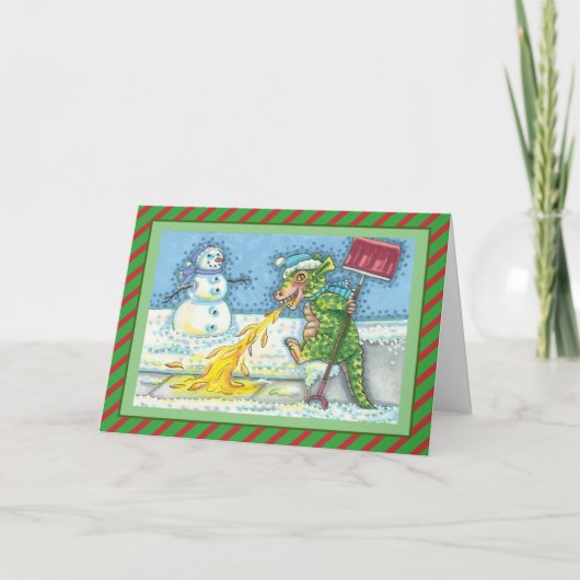 KLEINE DRAGON DIE Sneeuw SMELT & SCHOFT Leuk Blank Feestdagen Kaart (Voorkant)