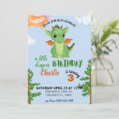 kleine Dragon Verjaardag uitnodigen blauwe baby bd Kaart (Staand voorkant)