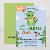 kleine Dragon Verjaardag uitnodigen blauwe baby bd Kaart (Voorkant / Achterkant)