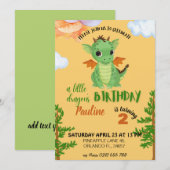 kleine Dragon Verjaardag uitnodigen oranje baby bd Kaart (Voorkant / Achterkant)