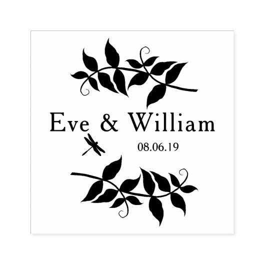 Kleine Dragonfly met vertakkingen en bladontwerp Rubberstempel (Afrduk)