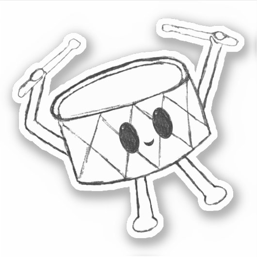 Kleine Drummer Boy Sketch Sticker (Voorkant)