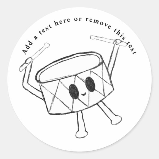 Kleine Drummer Jongen Drum Schets Ronde Sticker (Voorkant)