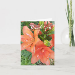 Kleine Dubbele You Aziatische Lelie Oranje Bloem Bedankkaart