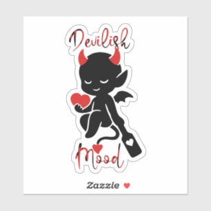 Kleine Duivel Baddie met Peddel "Duwelse stemming" Sticker