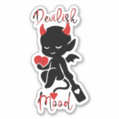 Kleine Duivel Baddie met Peddel "Duwelse stemming" Sticker (Voorkant)