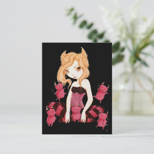 Kleine duivels - duivels dansende kunstvampier briefkaart (Staand voorkant)