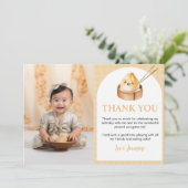 Kleine Dumpling 1e Verjaardag Foto Dank u Kaart (Staand voorkant)