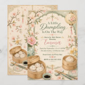 Kleine Dumpling Baby Shower Kaart (Voorkant / Achterkant)