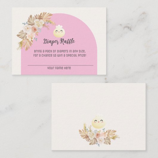 Kleine Dumpling Baby shower Luier Raffle Kaart (Voorkant / Achterkant)