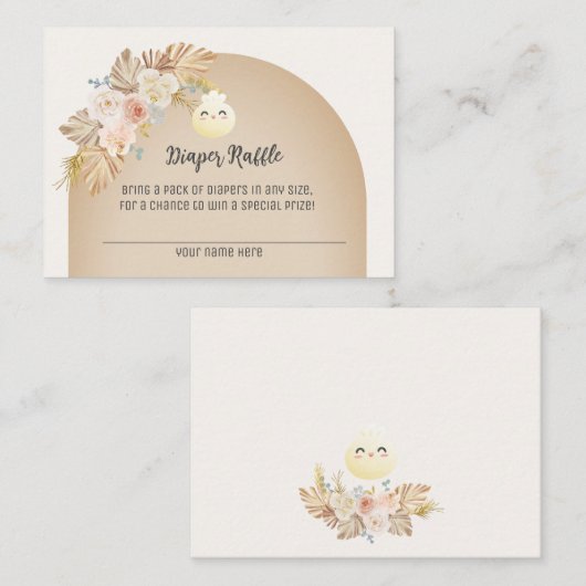 Kleine Dumpling Baby shower Luier Raffle Kaart (Voorkant / Achterkant)