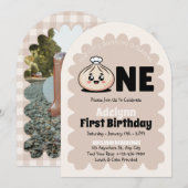 Kleine Dumpling Bao Dim Sum Meisje 1e verjaardag Kaart (Voorkant / Achterkant)