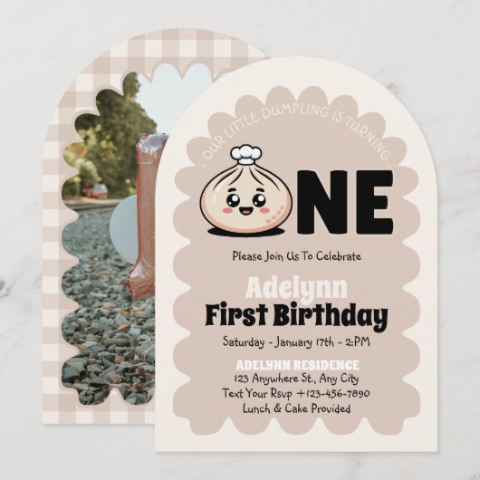 Kleine Dumpling Bao Dim Sum Meisje 1e verjaardag Kaart (Voorkant / Achterkant)