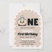 Kleine Dumpling Bao Dim Sum Meisje 1e verjaardag Kaart (Voorkant)