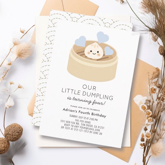 Kleine Dumpling Blue Boy Verjaardag Kaart