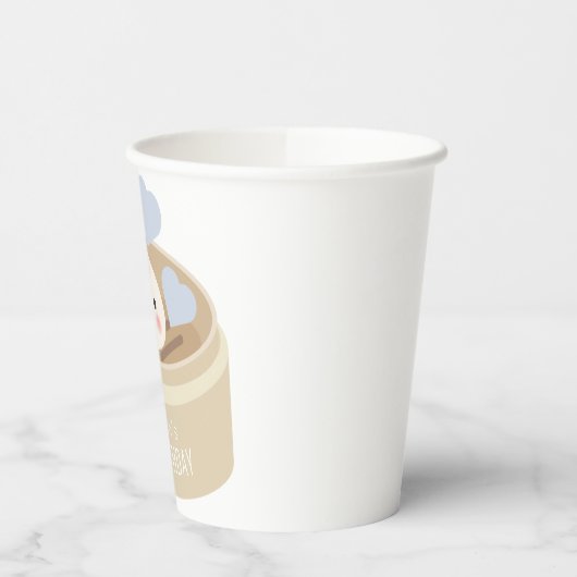 Kleine Dumpling Blue Boy Verjaardag Papieren Bekers (Links)