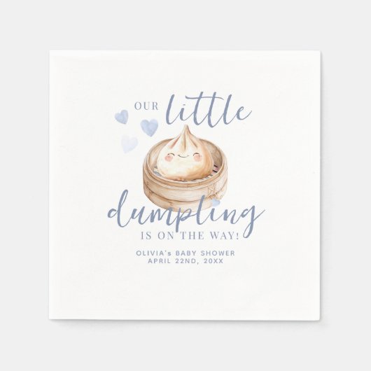 Kleine Dumpling Blue Waterverf Baby shower servet (Voorkant)