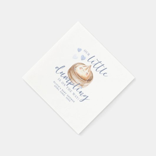 Kleine Dumpling Blue Waterverf Baby shower servet (Hoek)