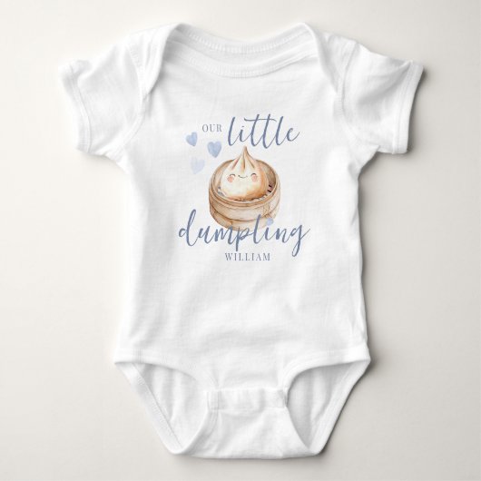 Kleine Dumpling Blue Waterverf Pasgeborene Romper (Voorkant)