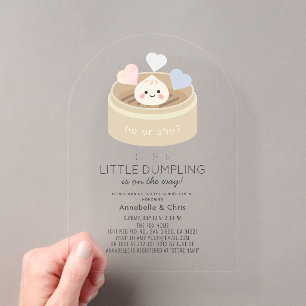 Kleine Dumpling Chinese Stoomketel Geslacht Onthul Acryl Uitnodigingen