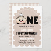 Kleine Dumpling Girl 1e verjaardag Kaart (Voorkant / Achterkant)