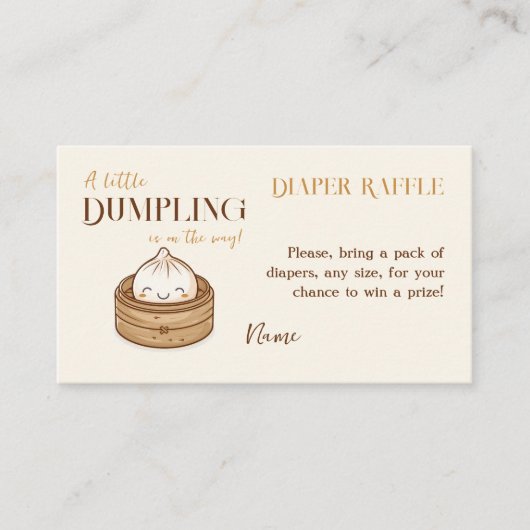 Kleine Dumpling Kawaii Baby shower Luier Raffle Informatiekaartje (Voorkant)