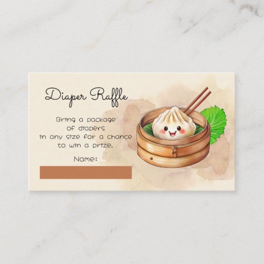 Kleine Dumpling Kwai Baby shower Luier Raffle Informatiekaartje (Voorkant)