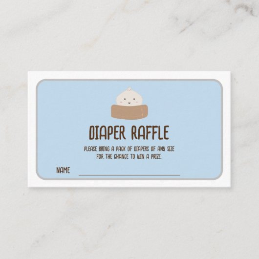 Kleine dumpling op de weg Luier Raffle tickets Informatiekaartje (Voorkant)