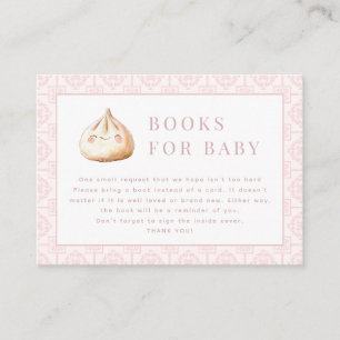Kleine Dumpling Roze Baby shower Boeken voor Baby Informatiekaartje