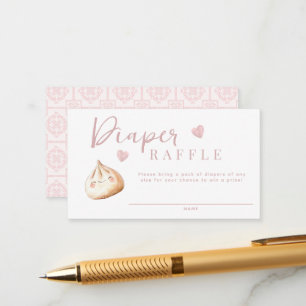 Kleine Dumpling Roze Baby shower Luier Raffle Informatiekaartje