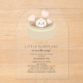 Kleine Dumpling Roze Meisje Baby shower Acryl Uitnodigingen (Voorkant)