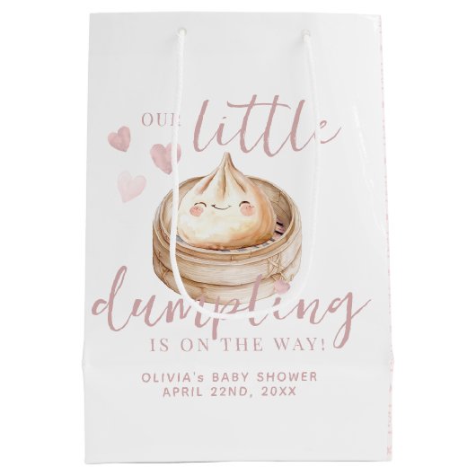 Kleine Dumpling Roze Meisje Baby shower Medium Gif Medium Cadeauzakje (Achterkant)