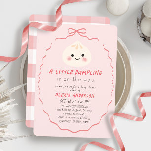 Kleine Dumpling Roze Strik Meisje Baby Shower Kaart