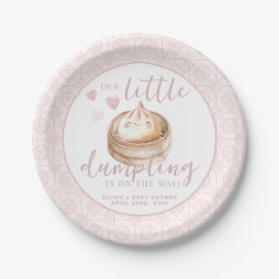 Kleine Dumpling Roze Waterverf Baby shower Papieren Bordje