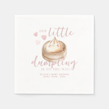Kleine Dumpling Roze Waterverf Baby shower servet