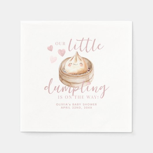 Kleine Dumpling Roze Waterverf Baby shower servet (Voorkant)