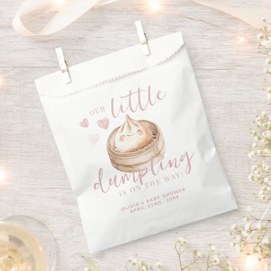 Kleine Dumpling Roze Waterverf Meisje Baby shower  Bedankzakje (Geknipt)