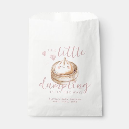 Kleine Dumpling Roze Waterverf Meisje Baby shower  Bedankzakje (Voorkant)