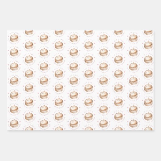 Kleine Dumpling Roze Waterverf Meisje Baby shower Inpakpapier Vel (Voorkant)