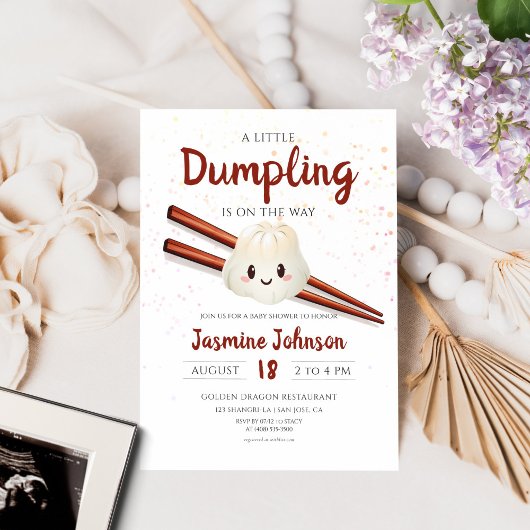 Kleine Dumpling Schattig Chinees Chopstick Baby sh Kaart