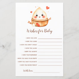 Kleine Dumpling Wensen voor Baby shower Game Kaart